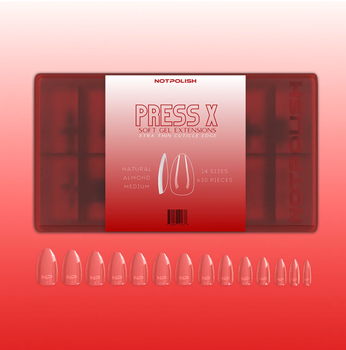 Notpolish PRESS X- TIP CASE 630 PCS NATURAL ALMOND MEDIUM