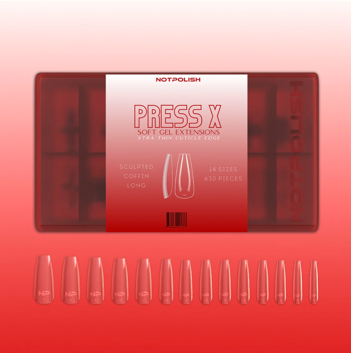Notpolish PRESS X- TIP CASE 630 PCS SCULPTED COFFIN LONG
