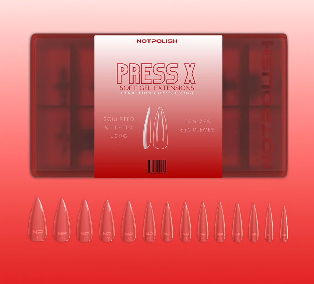 Notpolish PRESS X- TIP CASE 630 PCS SCULPTED STILETTO LONG