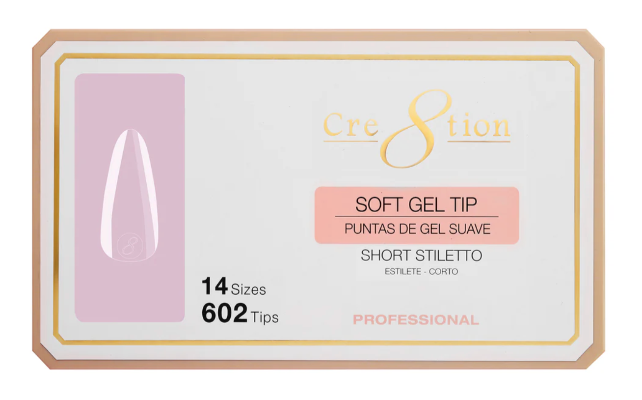 Cre8tion Soft Tips- STILETTO LONG - 14 sizes, 602 pcs.
