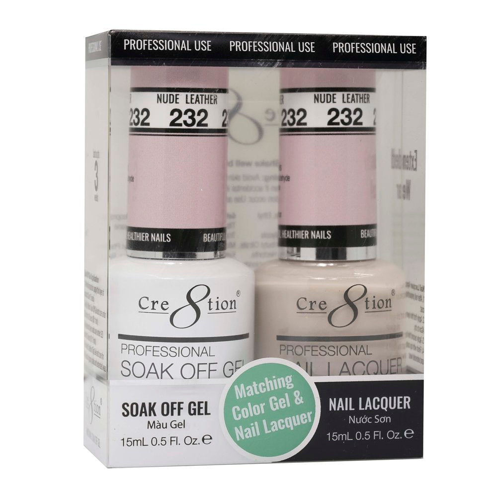 Cre8tion Matching Color Gel & Nail Lacquer - 232 Nude Leather