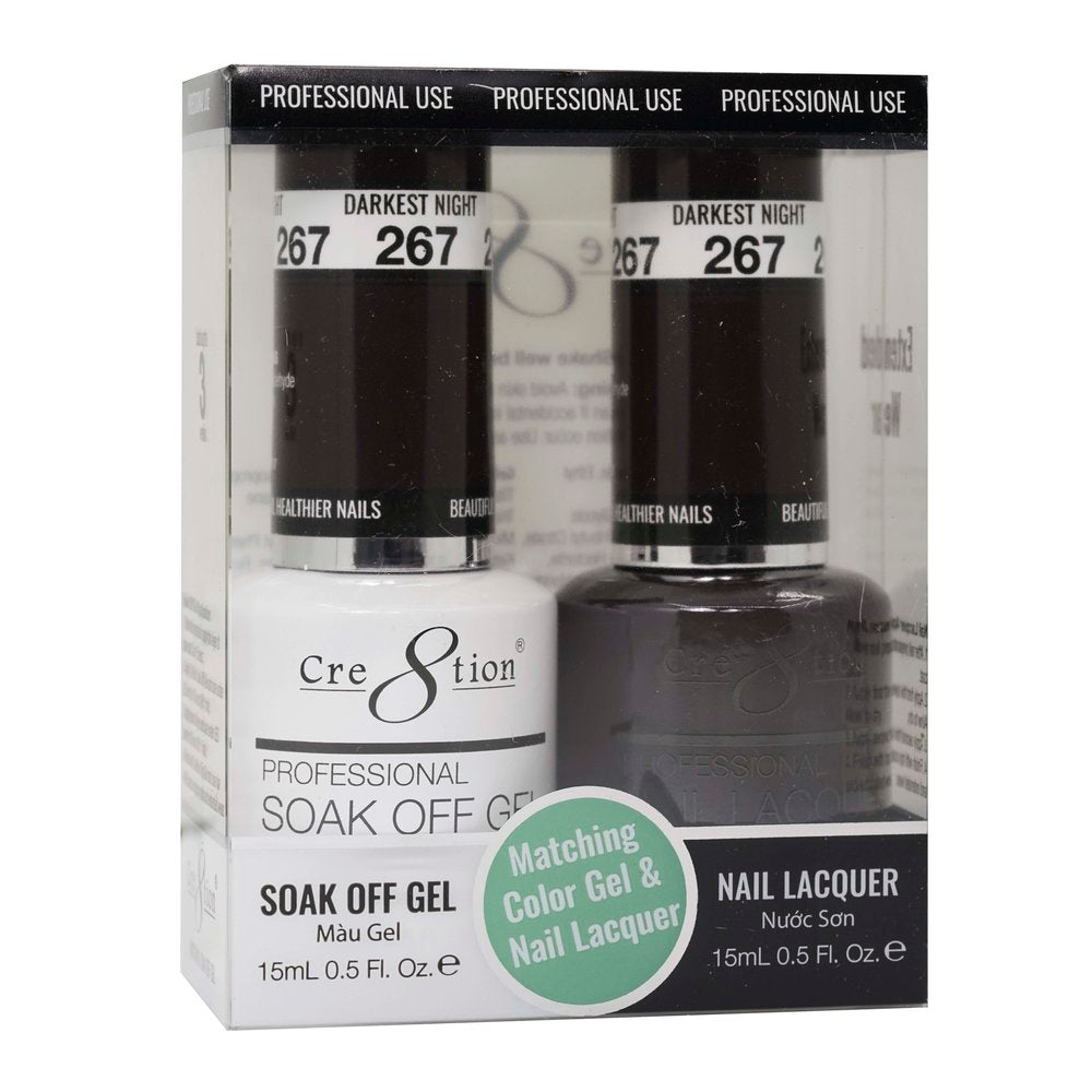 Cre8tion Matching Color Gel & Nail Lacquer - 267 Darkest Night