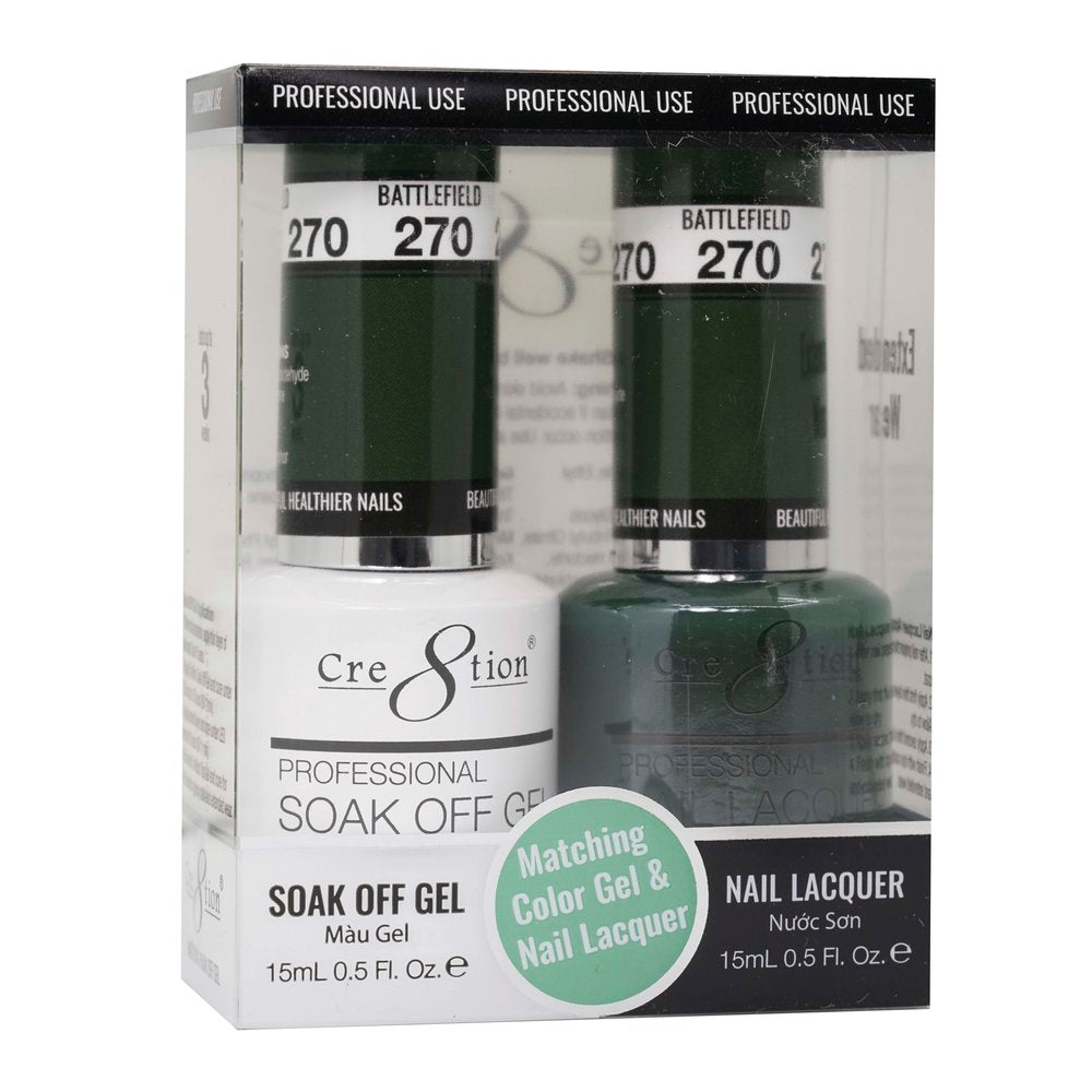 Cre8tion Matching Color Gel & Nail Lacquer - 270 Battlefield