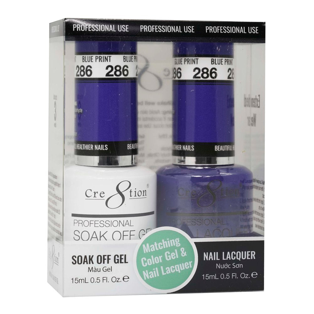 Cre8tion Matching Color Gel & Nail Lacquer - 286 Blue Print