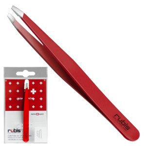 Rubis Tweezers Classic Slant Tweezer Eyebrow Tweezers Red