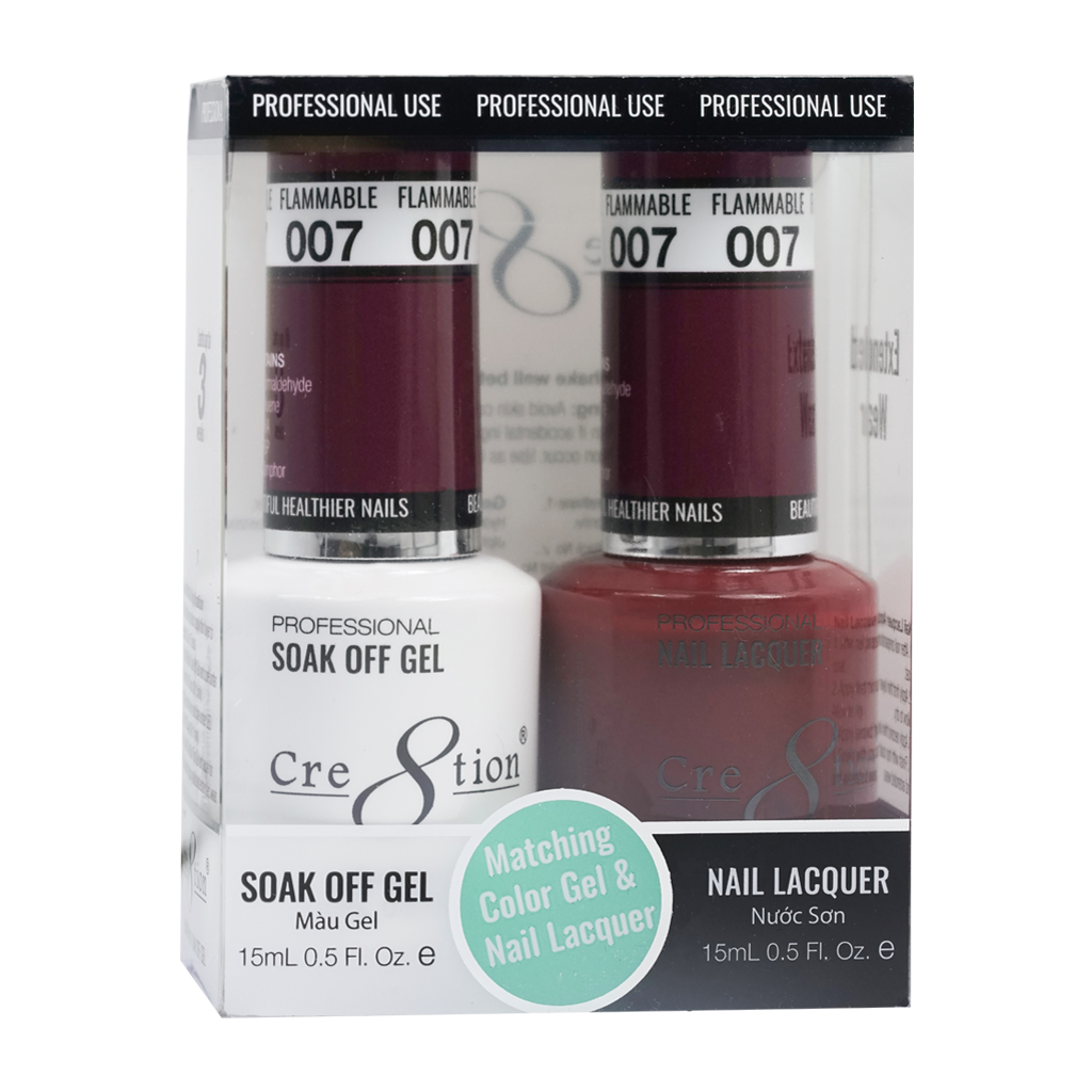 Cre8tion Matching Color Gel & Nail Lacquer - 007 Flammable