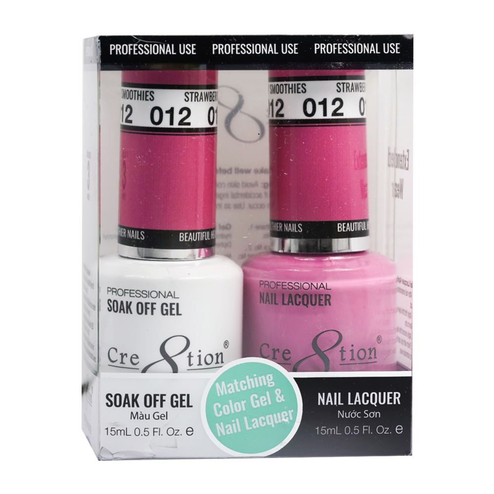 Cre8tion Matching Color Gel & Nail Lacquer - 012 Strawberry Smoothies