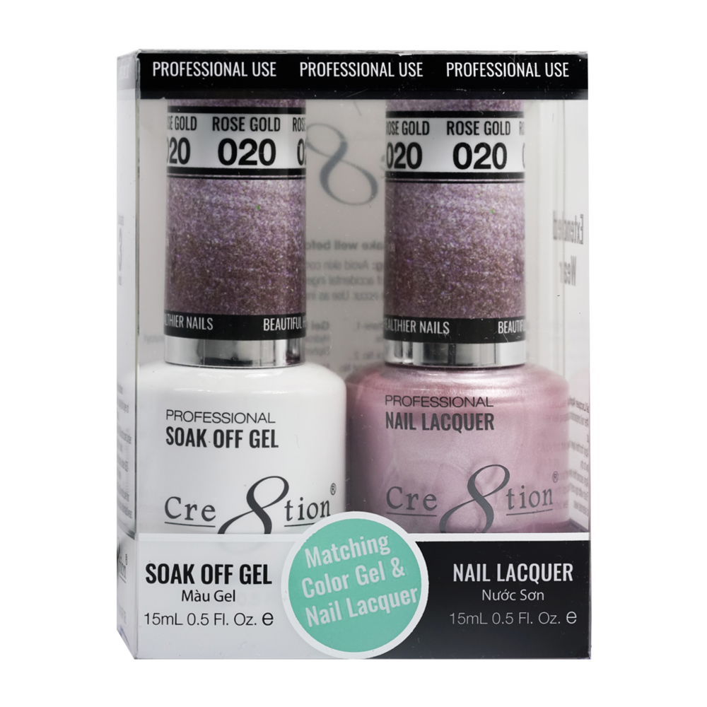 Cre8tion Matching Color Gel & Nail Lacquer - 020 Rose Gold