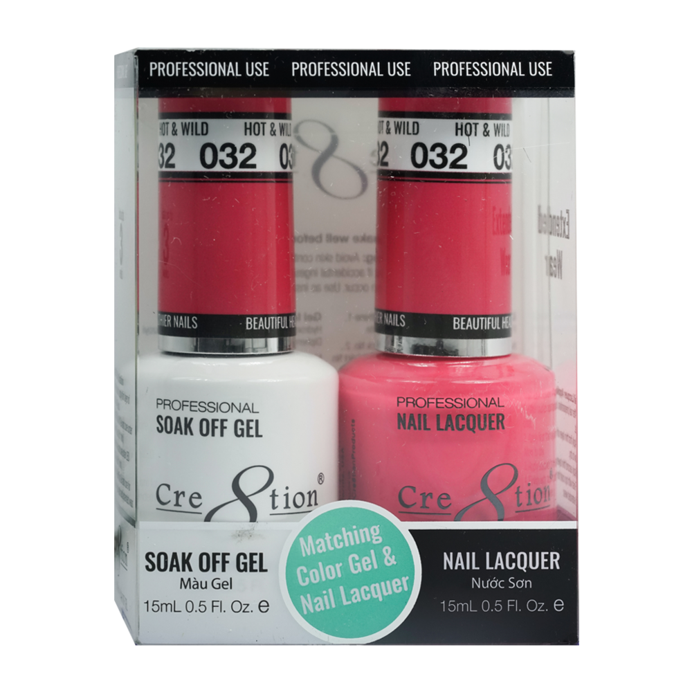 Cre8tion Matching Color Gel & Nail Lacquer - 032 Hot and Wild