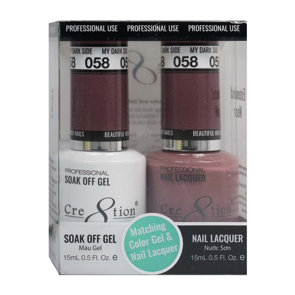 Cre8tion Matching Color Gel & Nail Lacquer - 058 My Dark Side