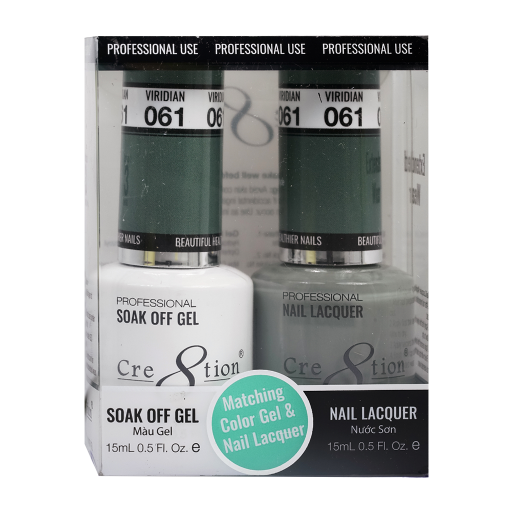Cre8tion Matching Color Gel & Nail Lacquer - 061 Viridian