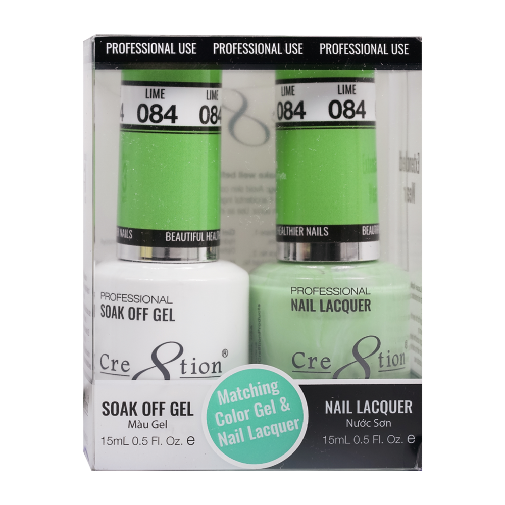Cre8tion Matching Color Gel & Nail Lacquer - 084 Lime