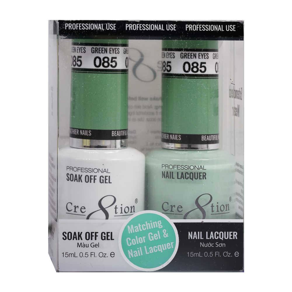 Cre8tion Matching Color Gel & Nail Lacquer - 085 Green Eyes