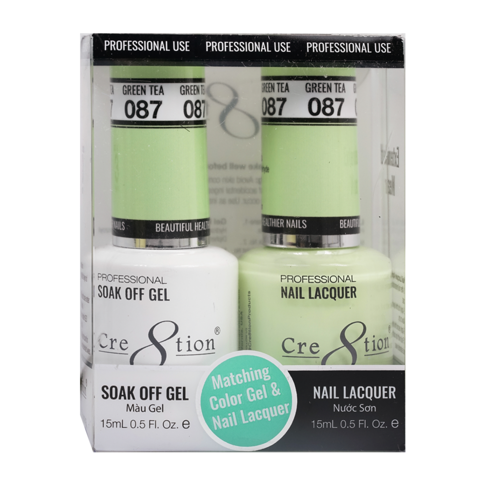 Cre8tion Matching Color Gel & Nail Lacquer - 087 Green Tea