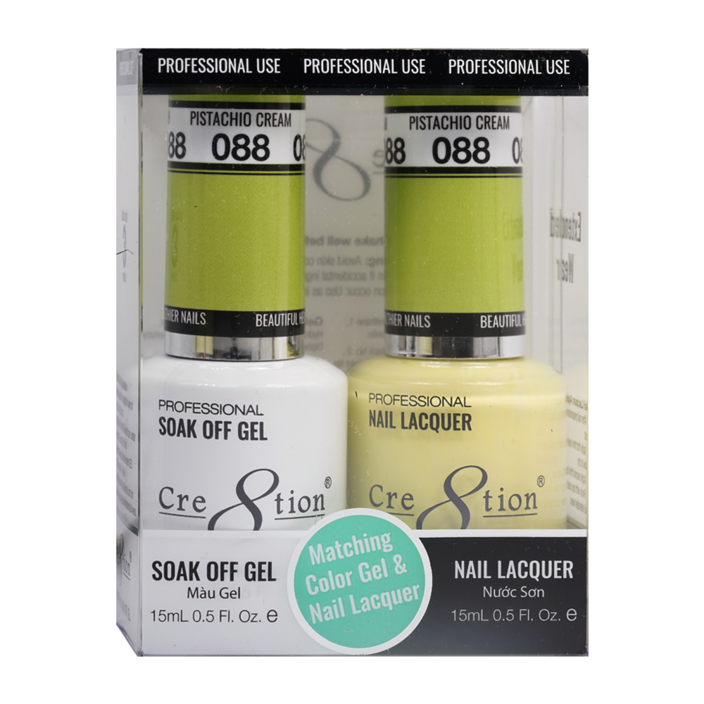 Cre8tion Matching Color Gel & Nail Lacquer - 088 Pistachio Cream