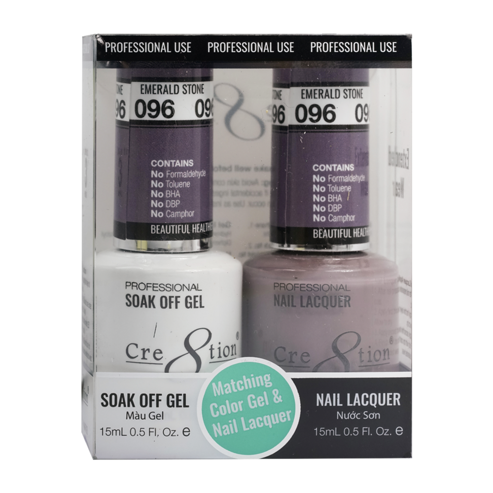 Cre8tion Matching Color Gel & Nail Lacquer - 096 Emerald Stone