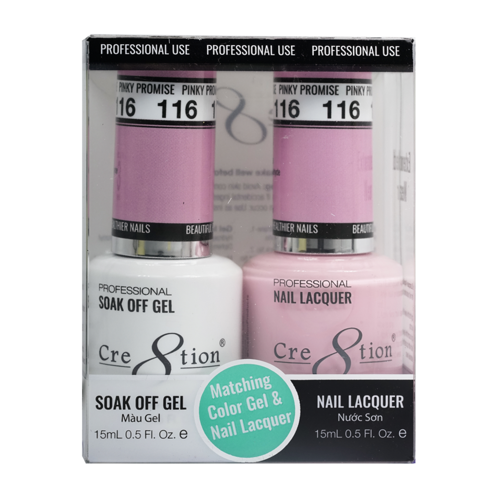 Cre8tion Matching Color Gel & Nail Lacquer - 116 Pinky Promise