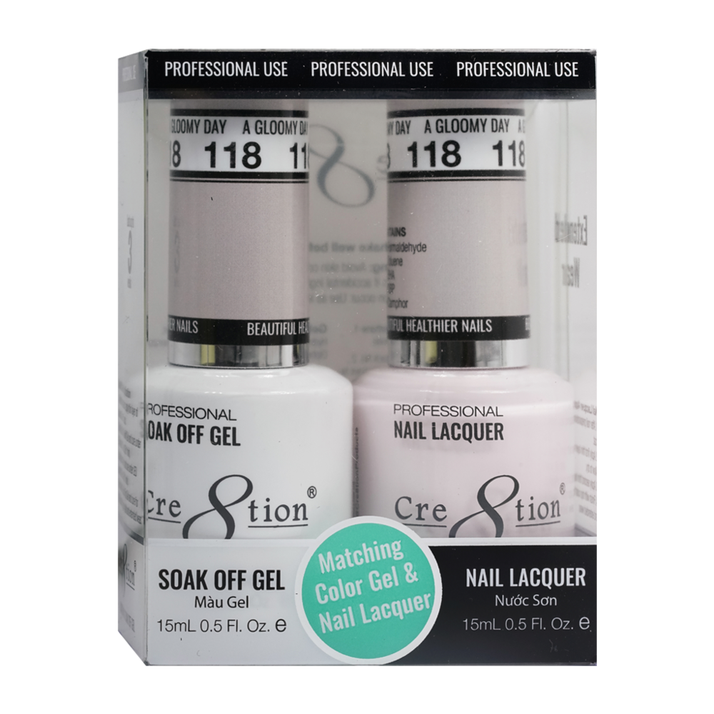 Cre8tion Matching Color Gel & Nail Lacquer - 118 A Gloomy Day