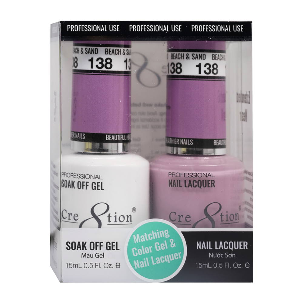 Cre8tion Matching Color Gel & Nail Lacquer - 138 Beach & Sand