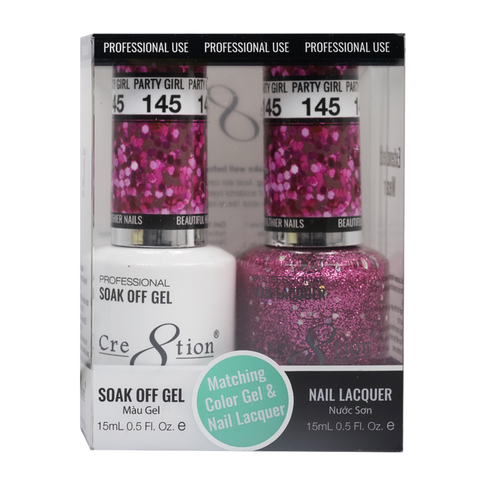 Cre8tion Matching Color Gel & Nail Lacquer - 145 Party Girl