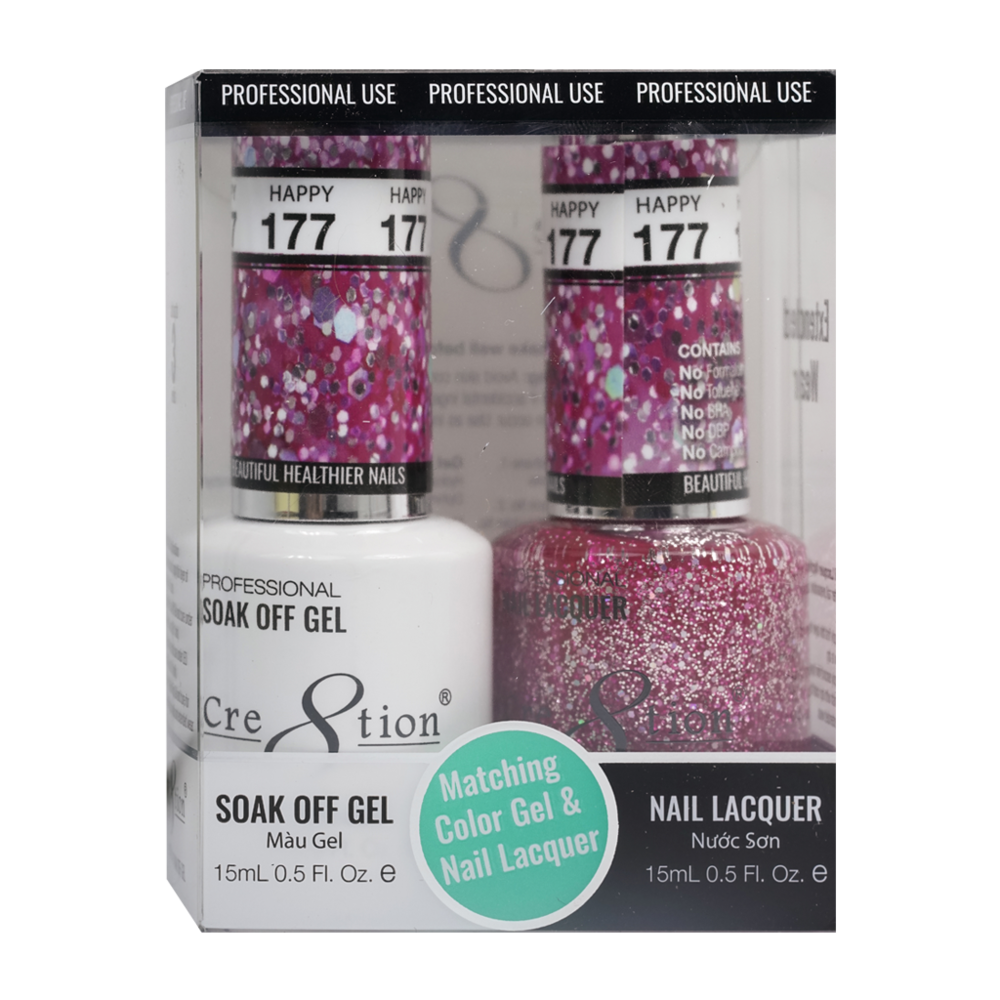 Cre8tion Matching Color Gel & Nail Lacquer - 177 Happy