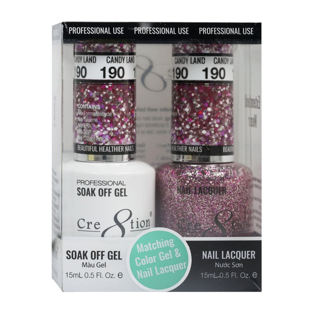 Cre8tion Matching Color Gel & Nail Lacquer - 190 Candy Land