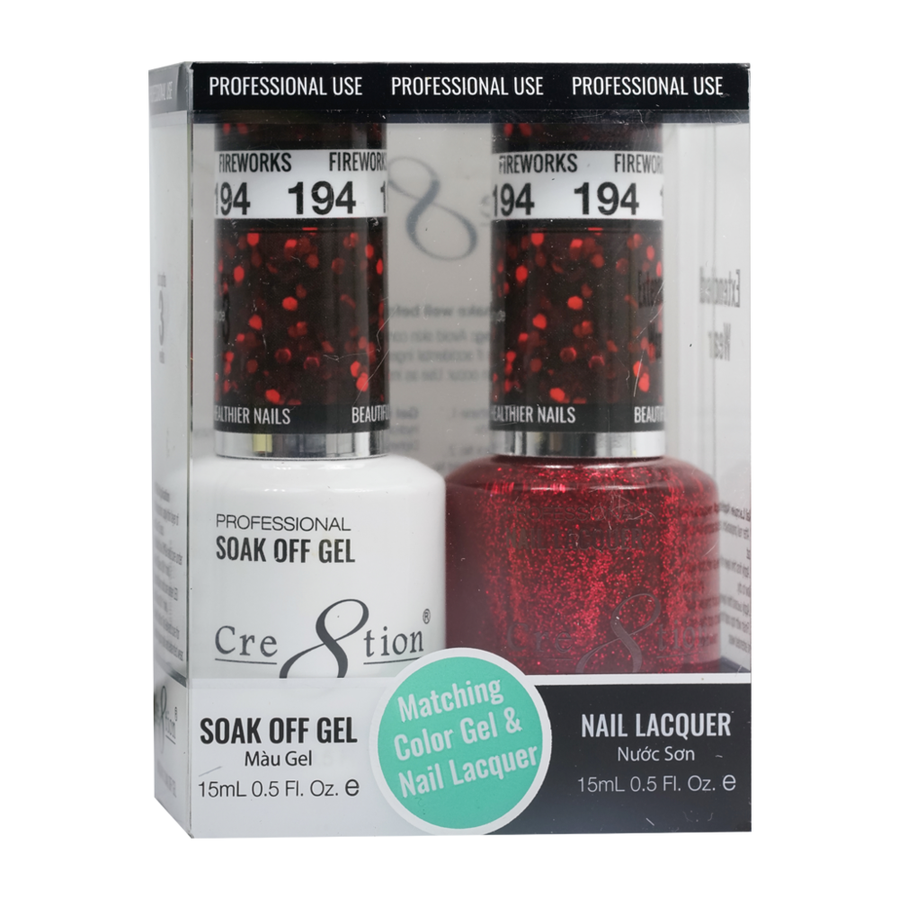 Cre8tion Matching Color Gel & Nail Lacquer - 194 Fireworks