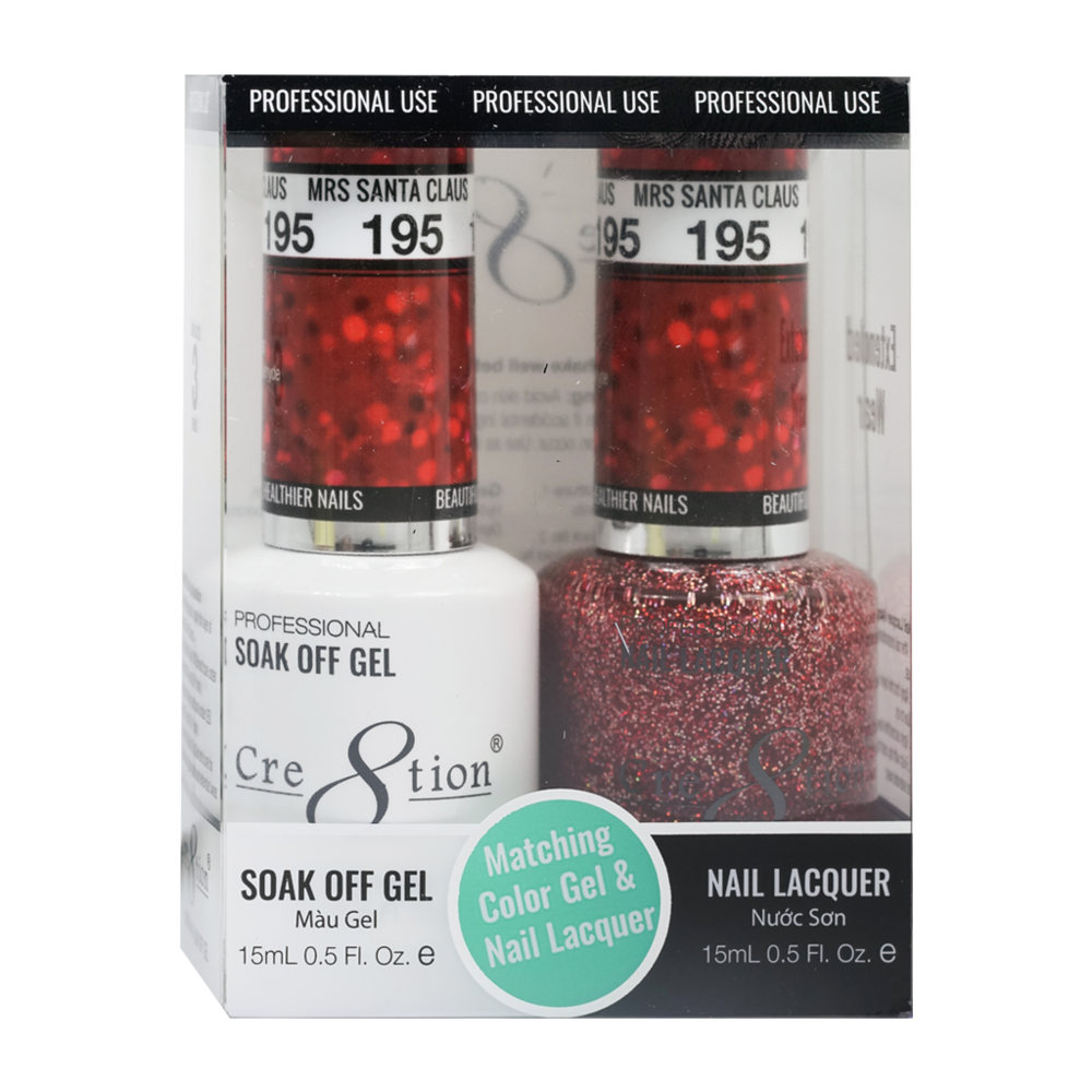 Cre8tion Matching Color Gel & Nail Lacquer - 195 Mrs Santa Claus