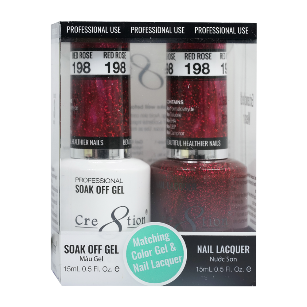 Cre8tion Matching Color Gel & Nail Lacquer - 198 Red Rose
