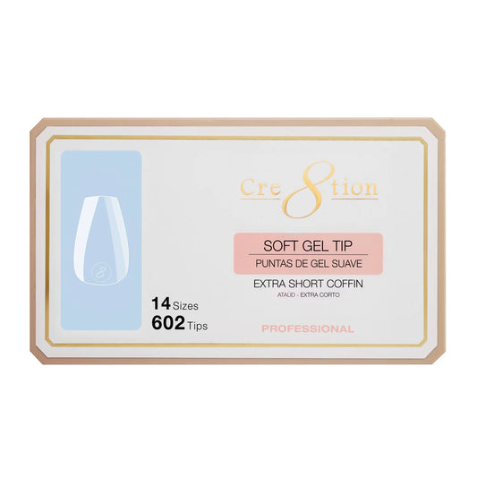 Cre8tion Soft Tips- COFFIN EXTRA SHORT - 14 sizes, 602 pcs.