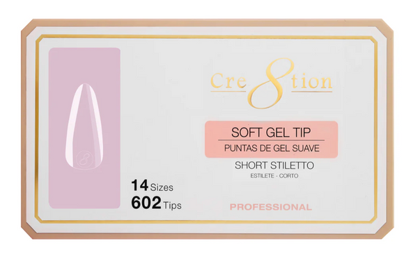 Cre8tion Soft Tips- STILETTO LONG - 14 sizes, 602 pcs.