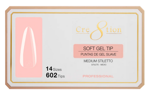 Cre8tion Soft Tips- STILETTO MEDIUM - 14 sizes, 602 pcs.