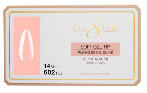 Cre8tion Soft Tips- ALMOND SHORT - 14 sizes, 602 pcs.