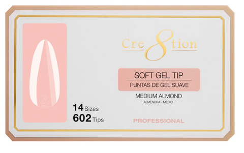 Cre8tion Soft Tips- ALMOND MEDIUM - 14 sizes, 602 pcs