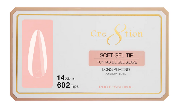 Cre8tion Soft Tips- ALMOND LONG - 14 sizes, 602 pcs.