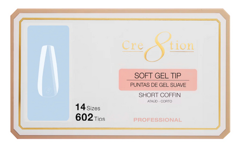 Cre8tion Soft Tips- COFFIN SHORT - 14 sizes, 602 pcs.