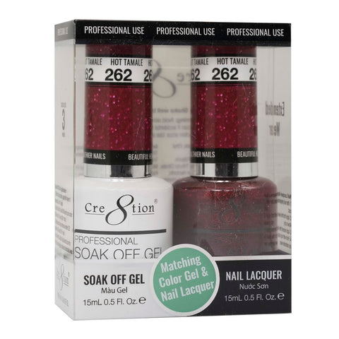 Cre8tion Matching Color Gel & Nail Lacquer - 262 Hot Tamale
