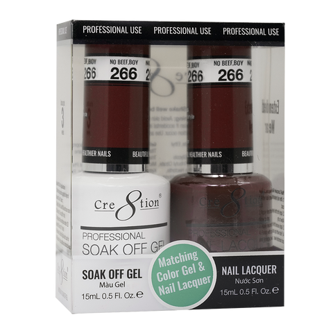 Cre8tion Matching Color Gel & Nail Lacquer - 266 No Beef, Boy