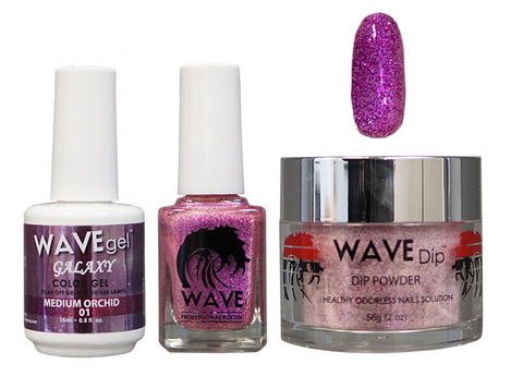 WAVE GALAXY 3 IN 1 - COMBO SET (GEL+ LACQUER+ POWDER) - # 1 MEDIUM ORCHID