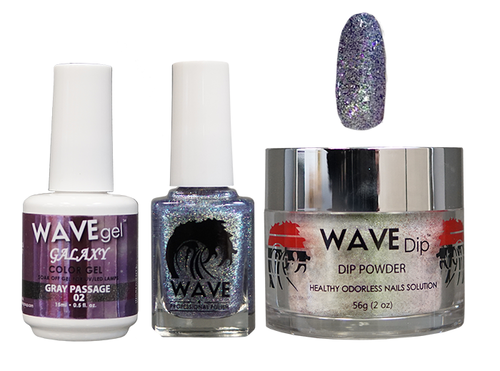 WAVE GALAXY 3 IN 1 - COMBO SET (GEL+ LACQUER+ POWDER) - #2 GRAY PASSAGE
