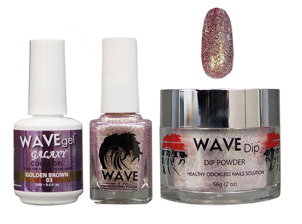 WAVE GALAXY 3 IN 1 - COMBO SET (GEL+ LACQUER+ POWDER) - #3 GOLDEN BROWN