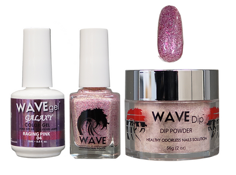 WAVE GALAXY 3 IN 1 - COMBO SET (GEL+ LACQUER+ POWDER) - #4 RAGING PINK