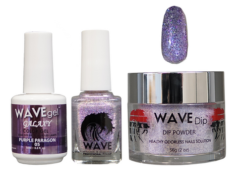 WAVE GALAXY 3 IN 1 - COMBO SET (GEL+ LACQUER+ POWDER) - #5 PURPLE PARAGON