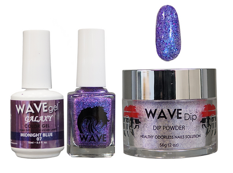 WAVE GALAXY 3 IN 1 - COMBO SET (GEL+ LACQUER+ POWDER) - #7 MIDNIGHT BLUE