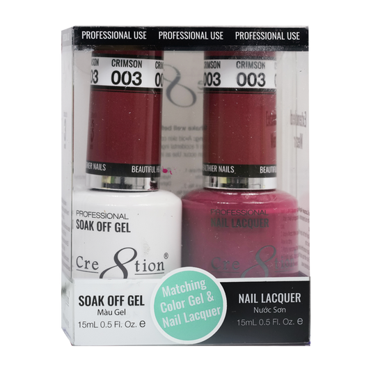 Cre8tion Matching Color Gel & Nail Lacquer - 003 Crimson