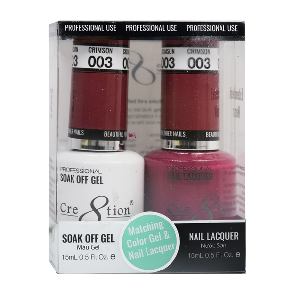Cre8tion Matching Color Gel & Nail Lacquer - 003 Crimson