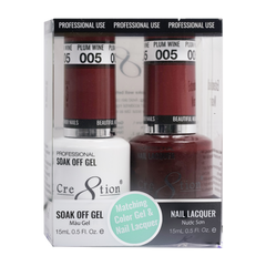 Cre8tion Matching Color Gel & Nail Lacquer - 005 Plum Wine