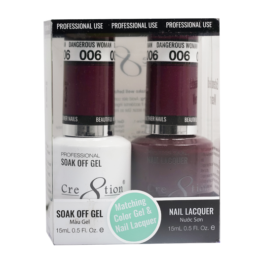 Cre8tion Matching Color Gel & Nail Lacquer - 006 Dangerous Woman