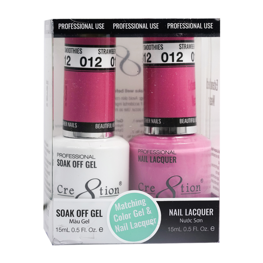 Cre8tion Matching Color Gel & Nail Lacquer - 012 Strawberry Smoothies