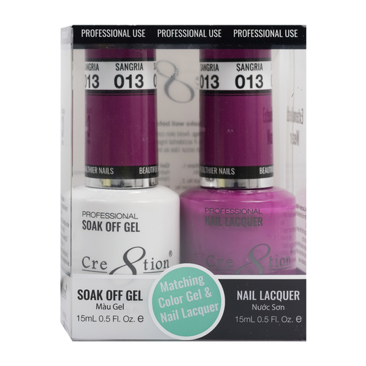 Cre8tion Matching Color Gel & Nail Lacquer - 013 Sangria